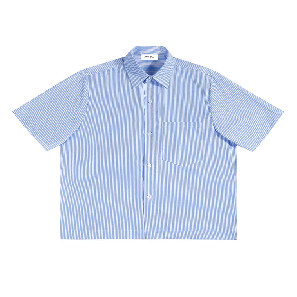 CAMICIA BOXY A RIGHE VERTICALI CON COLLO REVERS