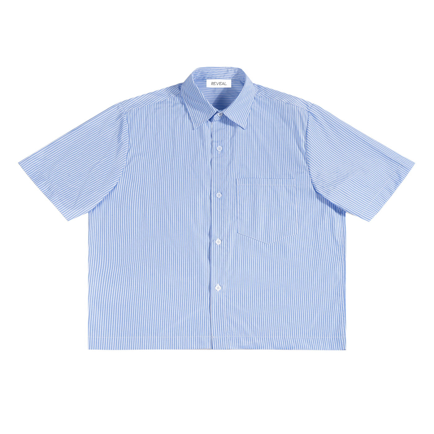 CAMICIA BOXY A RIGHE VERTICALI CON COLLO REVERS