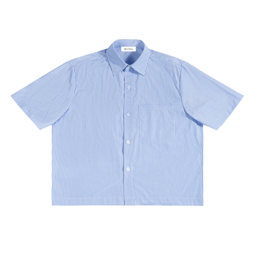 CAMICIA BOXY A RIGHE VERTICALI CON COLLO REVERS