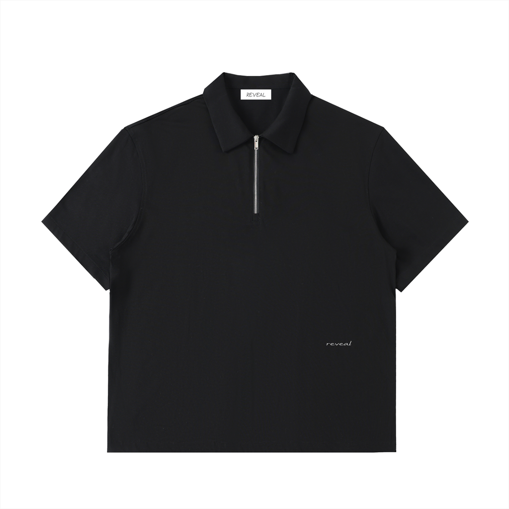 POLO IN COTONE CON ZIP A TRE QUARTI