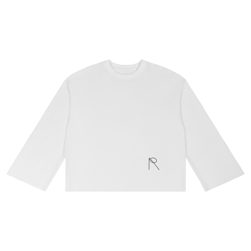 MAGLIETTA WAFFLE OVERSIZED CON BORDI RAW A MANICHE LUNGHE