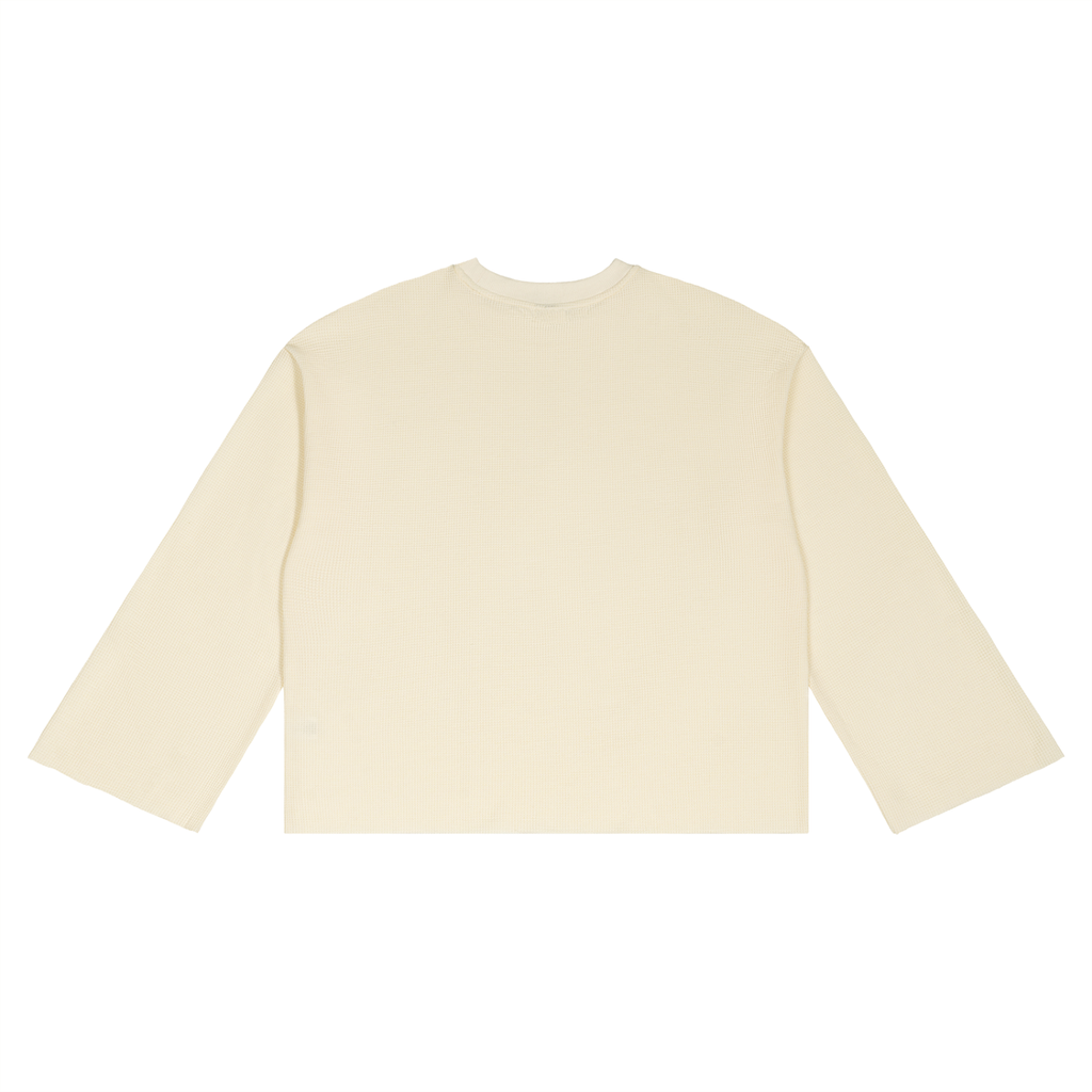 MAGLIETTA WAFFLE OVERSIZED CON BORDI RAW A MANICHE LUNGHE