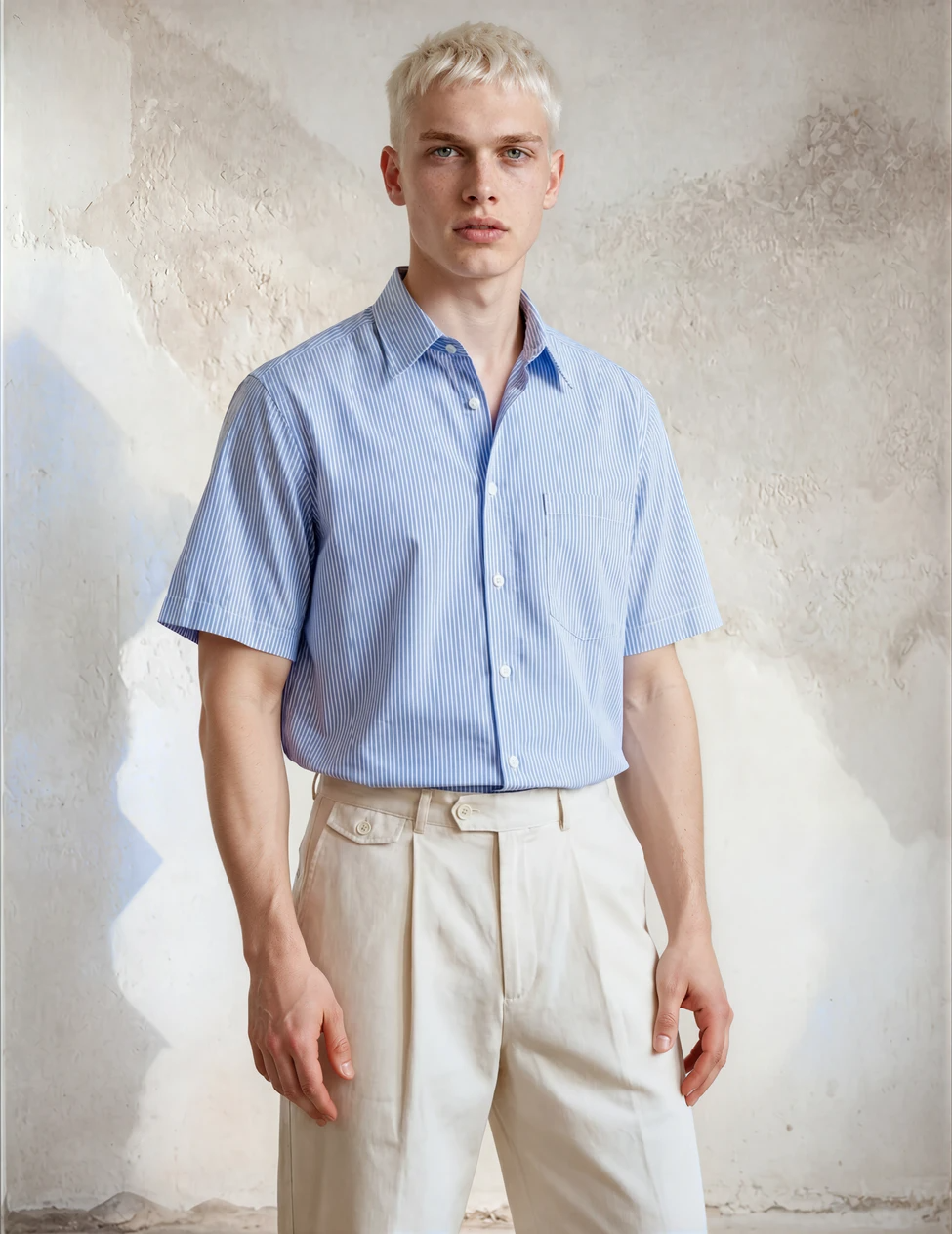 CAMICIA BOXY A RIGHE VERTICALI CON COLLO REVERS