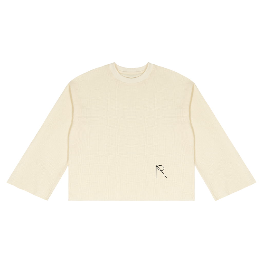 MAGLIETTA WAFFLE OVERSIZED CON BORDI RAW A MANICHE LUNGHE