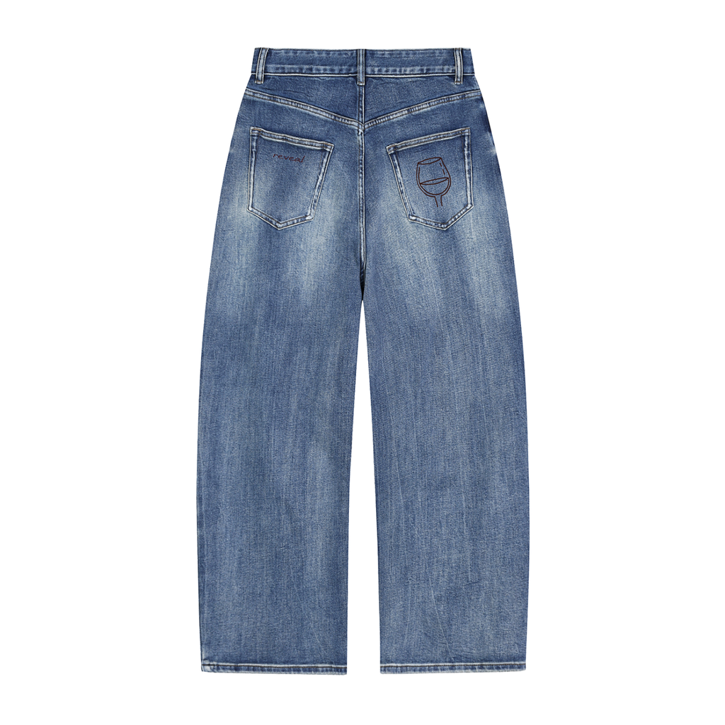 JEANS WIDE LEG EFFETTO SUN FADE IN DENIM PESANTE
